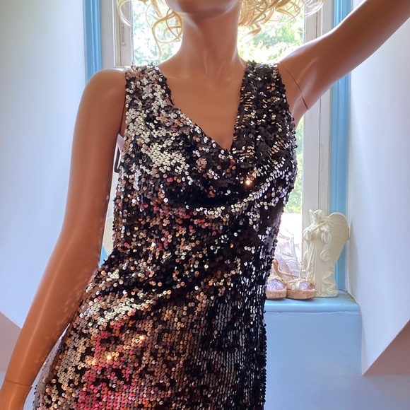 SEXY SEQUINED BLACK DRESS by Olivia Matthews  size 12 NWOT - Picture 5 of 12